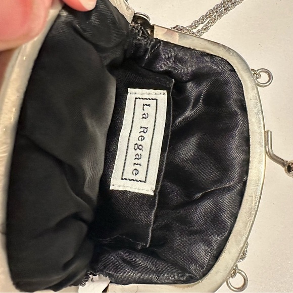 La Regale black and silver beaded small clutch chain bag - Picture 2 of 8